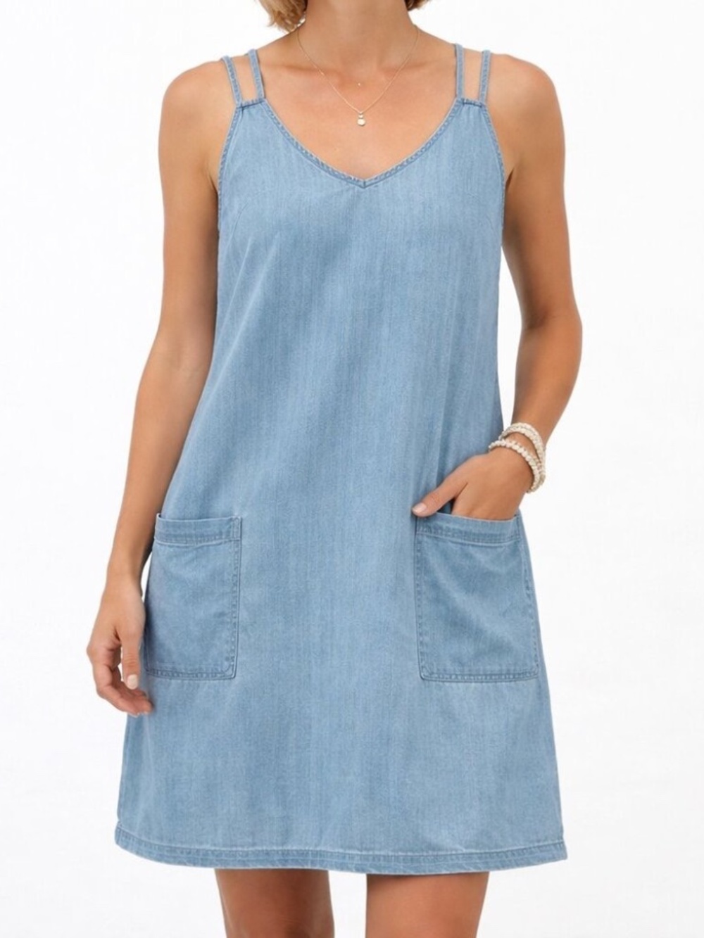Venus Mini Chambray Dress with Pockets - Size L